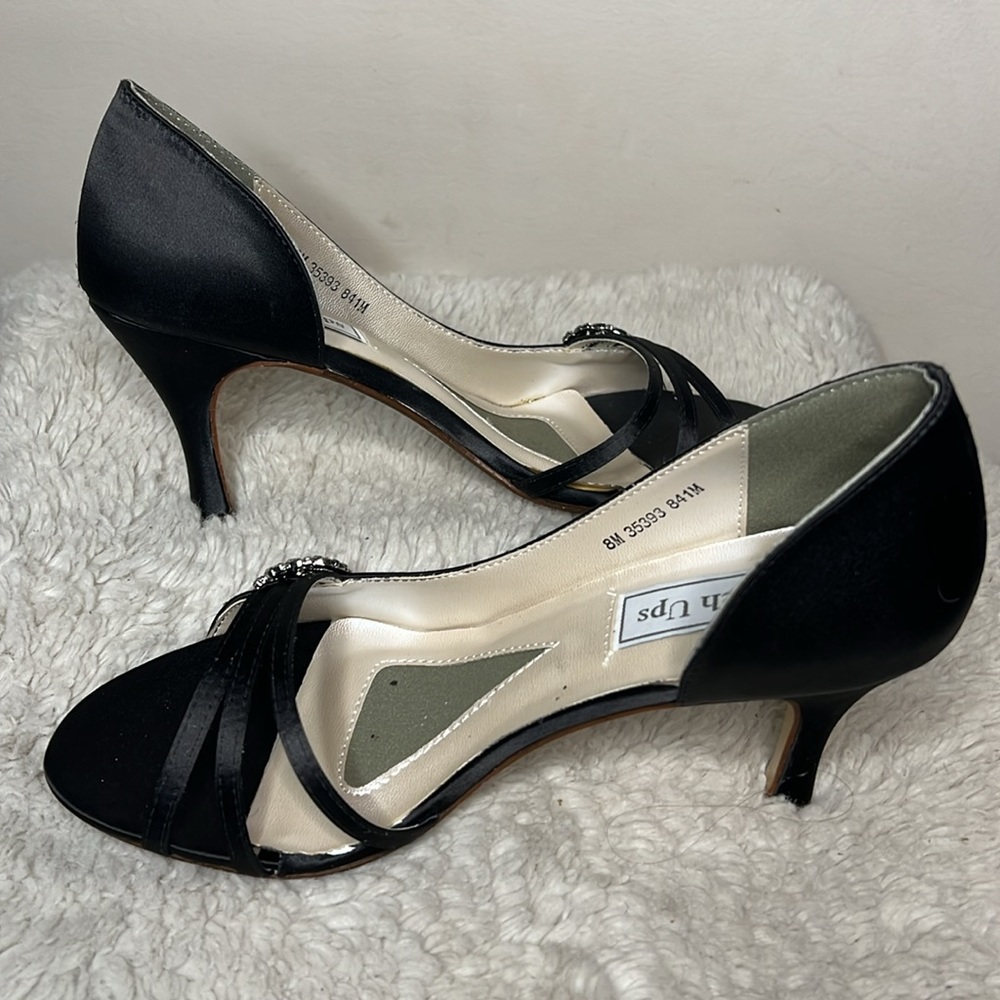 NIB TOUCH UPS black satin, with rhinestones sharmain 841M size 8 eight - Picture 6 of 7